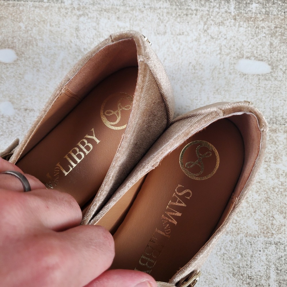 SAM & LIBBY Fredi Womens Mary Jane Flats Sz 7 Spiced Carmel Brown Velvet Buckle - Picture 4 of 12